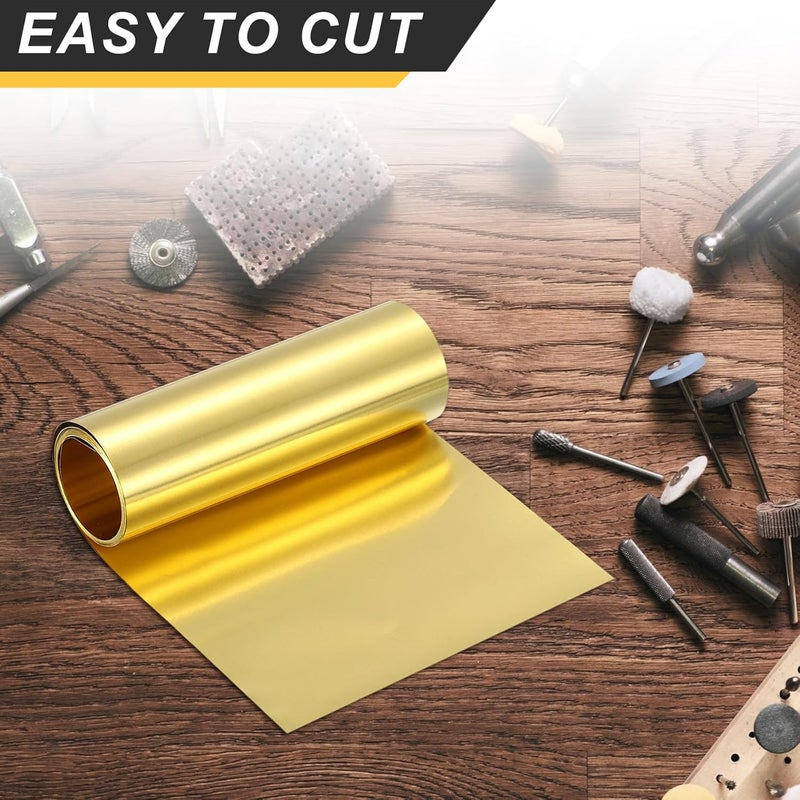 uxcell Brass Sheet Roll, 80" x 8" x 0.0008" Metal Flashing Brass Foil Roll for Crafting, Electrical DIY Projects Repairs, Gold - Image 4